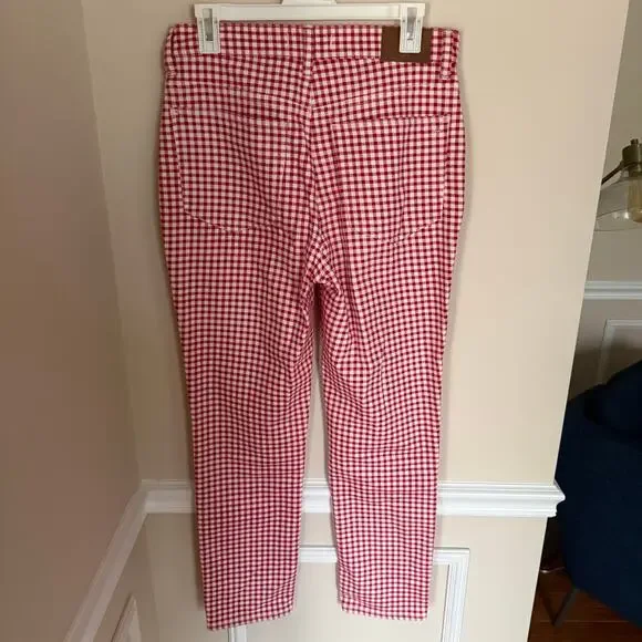 Madewell The Perfect Vintage Jean in Rosy Hibiscus Gingham Check Preppy Picnic - Picture 7 of 14